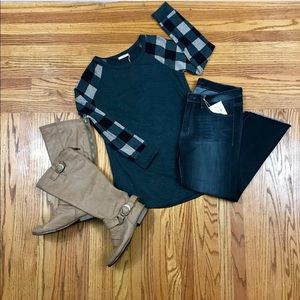 Cooper Casual Top In Gray & Taupe